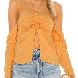 lovers + friends off the shoulder halter top